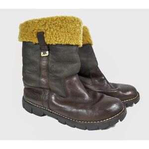 UGG Arapahoe Sheepskin Lined Brown Leather Boots Lug Sole 5535 Men's Size 13